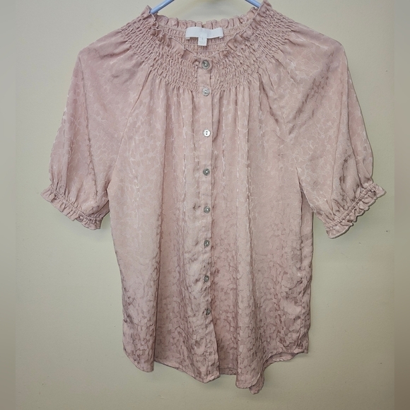 Mock Neck Satin Look Blouse - Picture 2 of 11